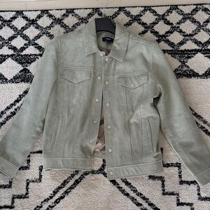 Men's Reiss Suede Jacket in Sage Green